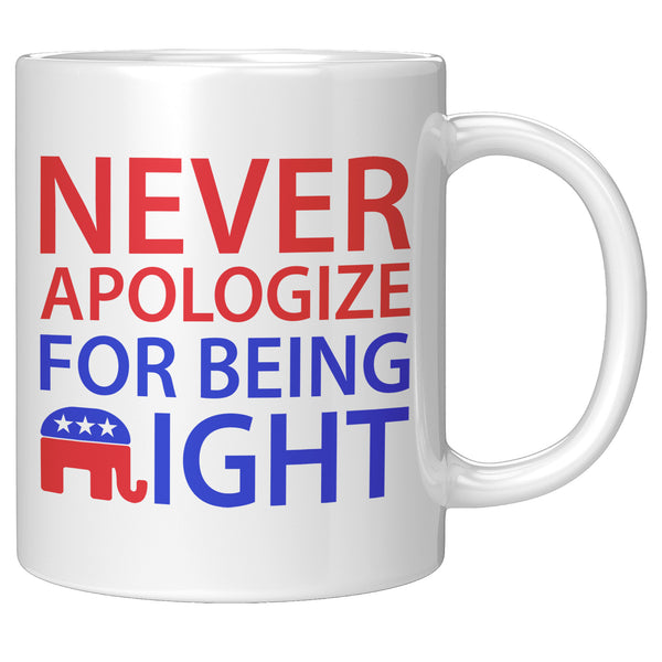 Never Apologize For Being Right Mug