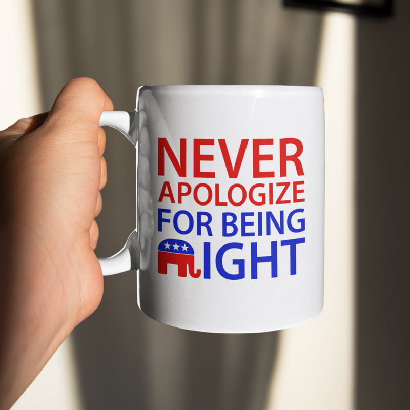 Never Apologize For Being Right Mug