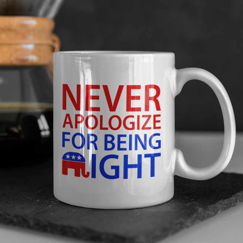 Never Apologize For Being Right Mug