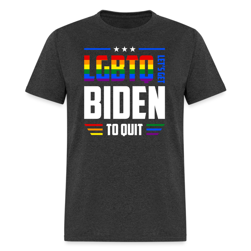 LGBTQ Let's Get Biden To Quit T-Shirt - heather black