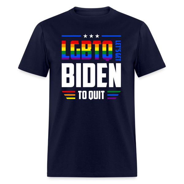 LGBTQ Let's Get Biden To Quit T-Shirt - navy