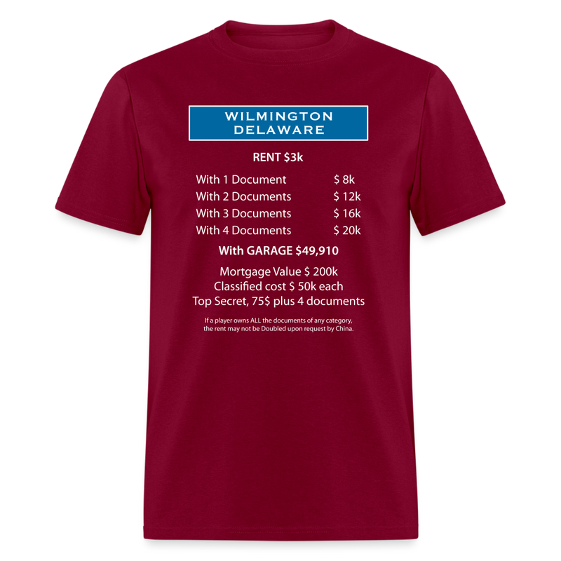 Wilmington Delaware T-Shirt - burgundy