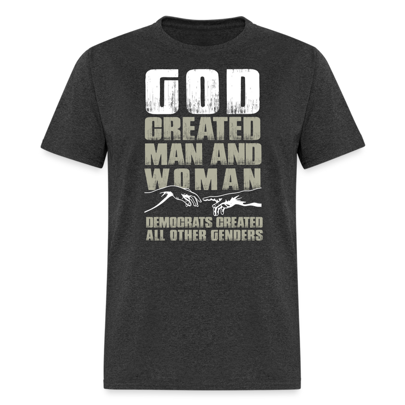 God Created Man and Woman T-Shirt - heather black