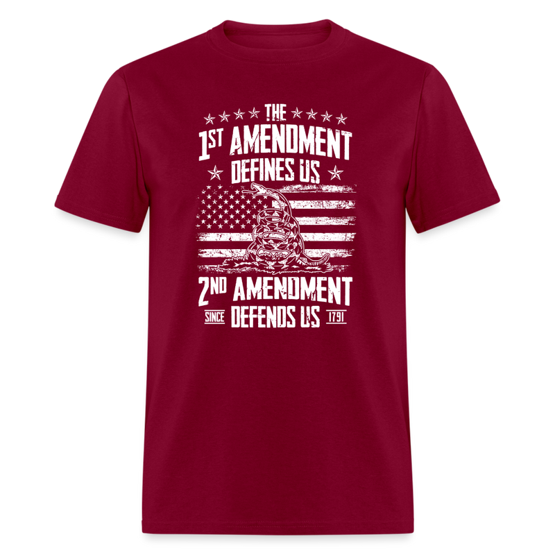 The 1st Amendment Defines Us T-Shirt - burgundy