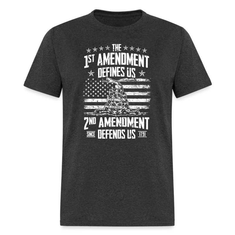The 1st Amendment Defines Us T-Shirt - heather black