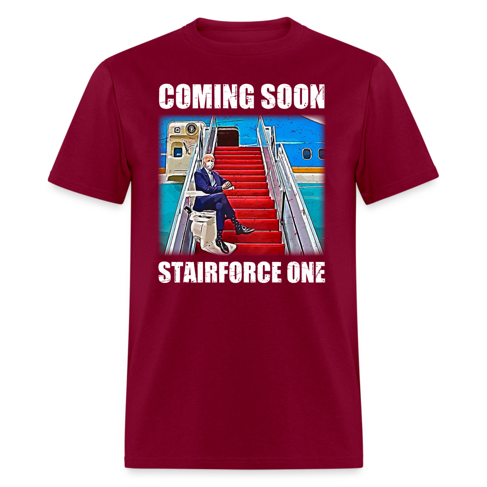 Coming Soon Stairforce One T-Shirt - burgundy