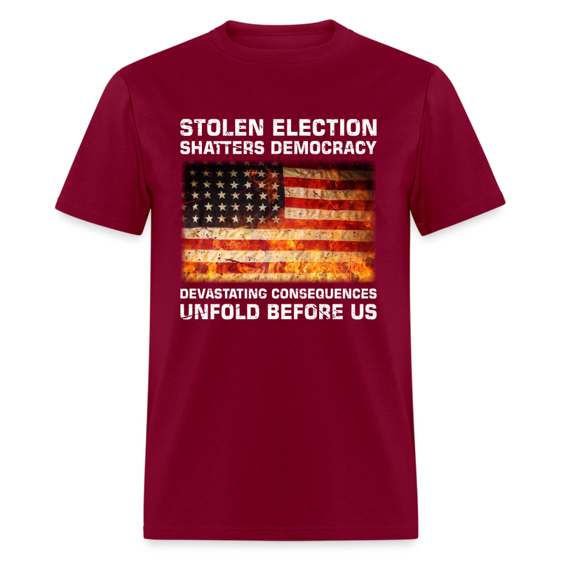 Devastating Consequences Unfold Before Us T-Shirt - burgundy