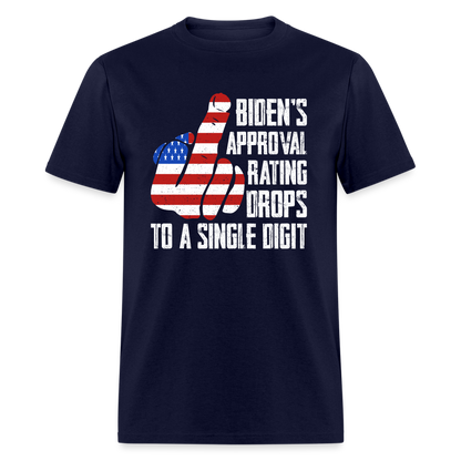 Biden's Approval Rating Drops To A Single Digit T-Shirt - navy