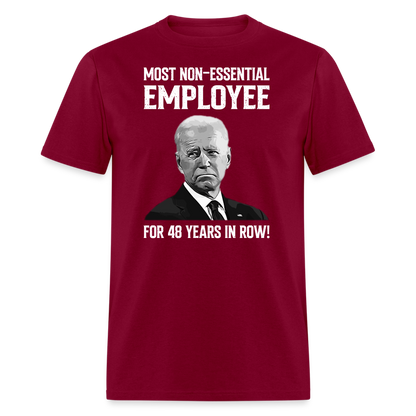 Most Non-Essential Employee T-Shirt - burgundy