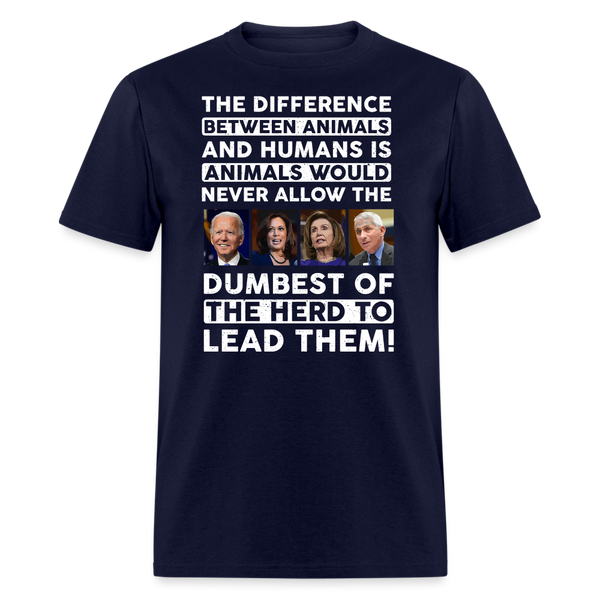 The Difference Between Animals T-Shirt - navy