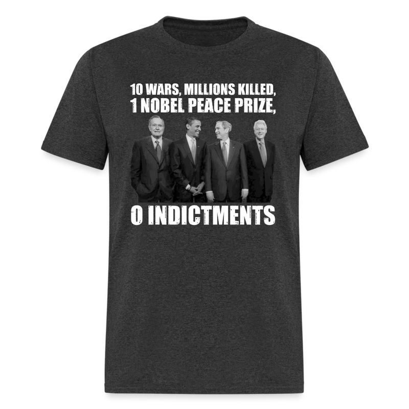 20 Wars, Millions Killed T-Shirt - heather black